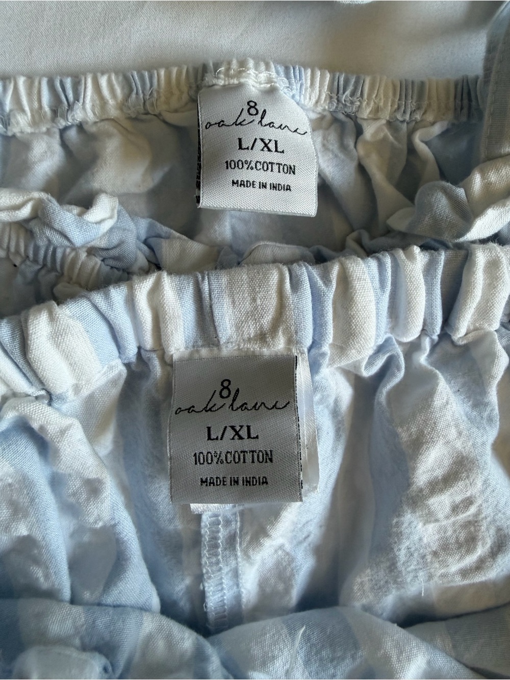 8 Oak Lane 100% Cotton Ruffle Blue White Textured Stripe Tie-Shoulder Set - Picture 10 of 17